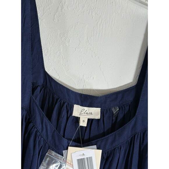 Elan Designer Navy NWT Blue Puff Sleeve Baby Doll Dress Womans Small Square Neck - Picture 8 of 9